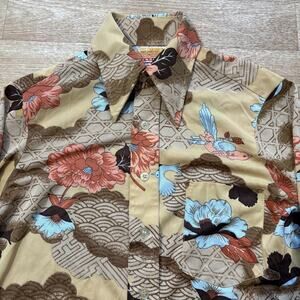 Vintage 70s Zayre Matt Andrews NAVY Bird DISCO Shirt 70s Novelty Print Nylon M